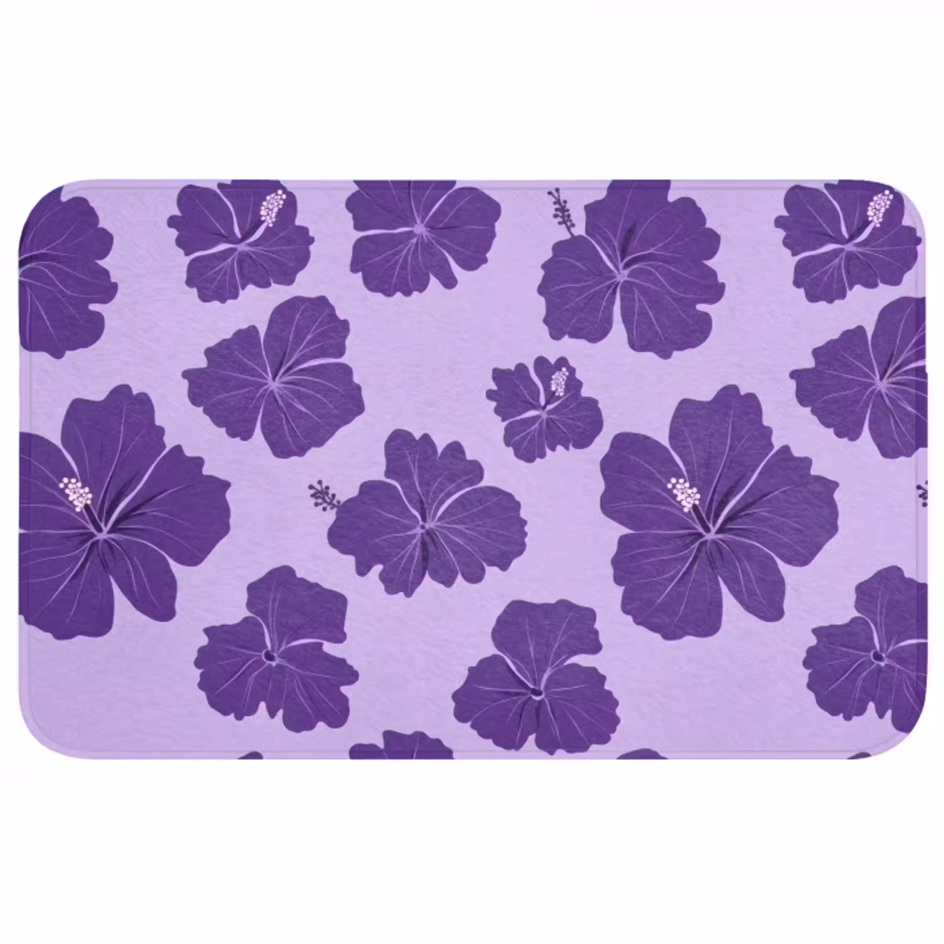 Hibiscus - Bloemen - Paars Badmat middel 997 -3d