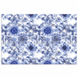 Bloemen - Blauw - Patroon - Wit poster papier klein 62 -3d