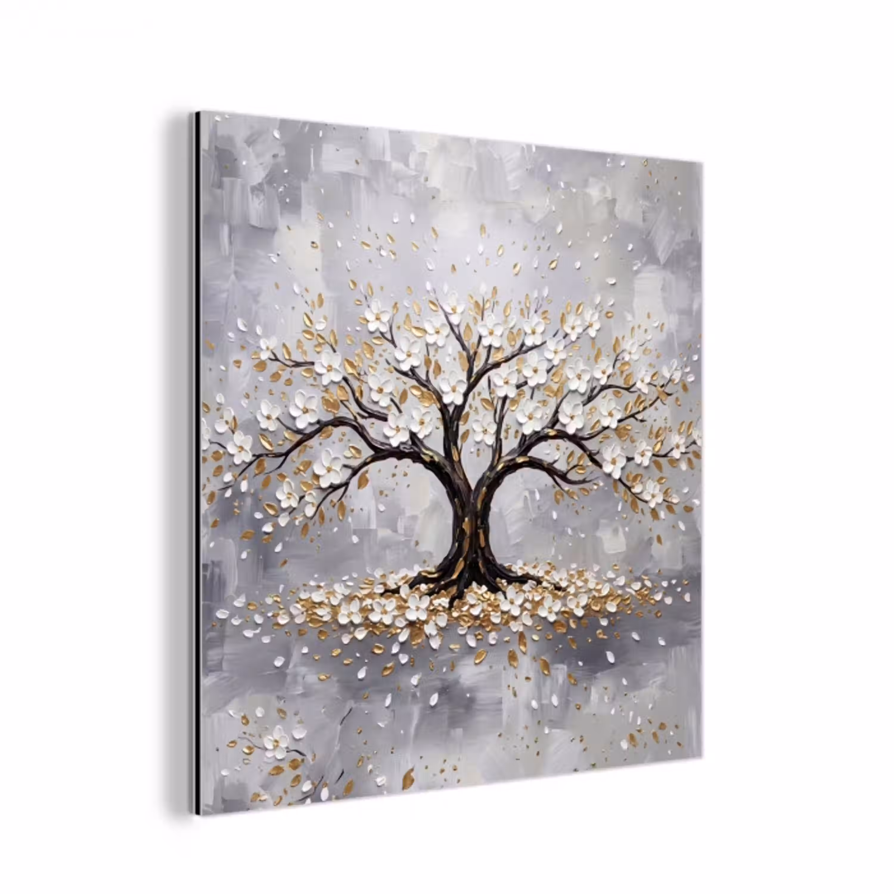 Boom - Bloemen - Natuur - Abstract - Wit aluminium wit klein -3d