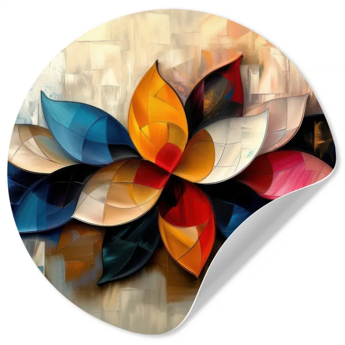 Bloem - Abstract - Kleurrijk - Bladeren Wandcirkel behangsticker klein -3d
