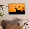 Hert - Oranje - Silhouet - Dieren - Natuur canvas 2cm klein -sfeer1