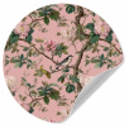 Pioenrozen - Botanisch - Vogel Wandcirkel behangsticker klein 186 -3d
