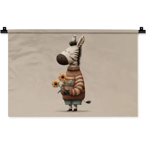Zebra - Zonnebloemen - Warm Wandkleed katoen klein -zz3d