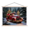Kersttruck - Sneeuwbos - Rood textielposter latten blank klein -3d