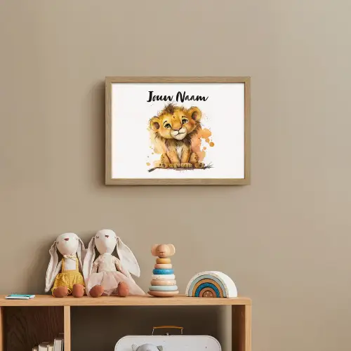 Leeuw - Waterverf - Bruin - Dieren - Meisjes - Jongens Light Box met batterij (Wandlamp kind) middel -sfeer2_kind