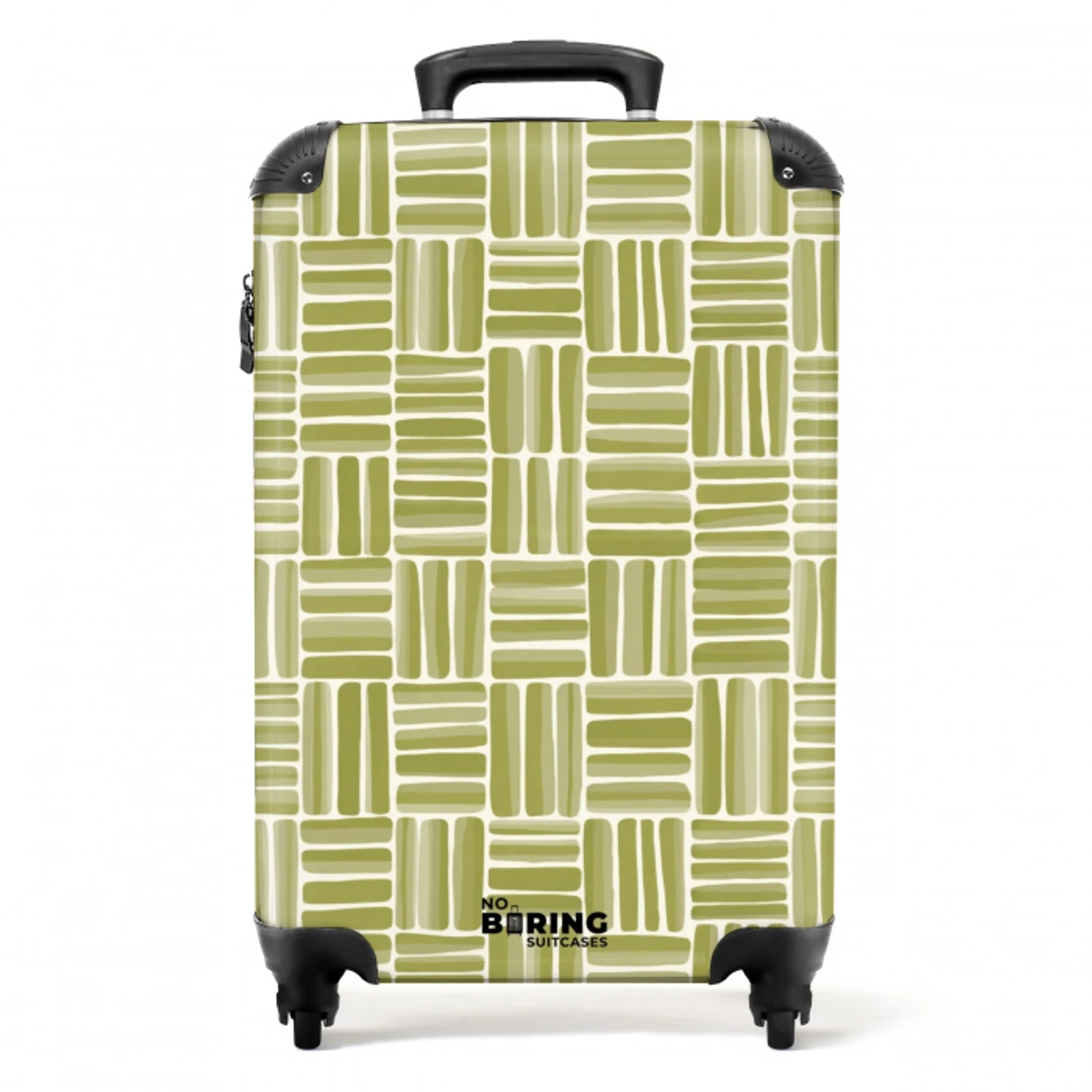 Vlecht - Patroon - Groen NBS - Handbagage koffer - Volwassenen Unisex middel -productfoto_recht