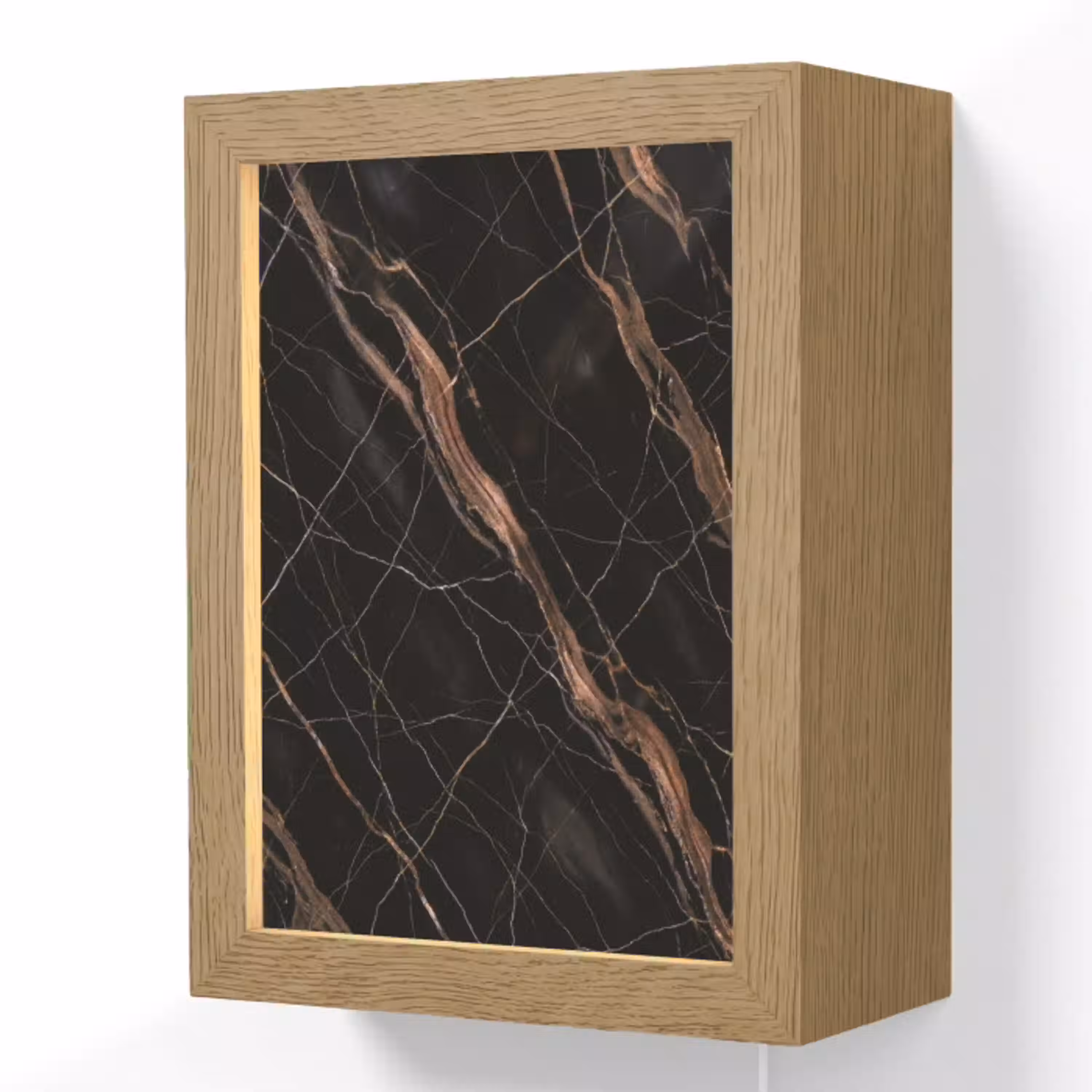 Marmer - Goud - Patroon - Luxe - Zwart Light Box met kabel (Wandlamp) klein -3d