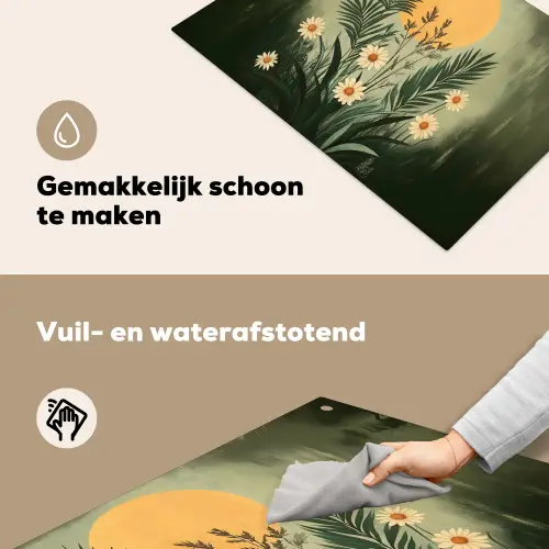 Bloemen - Bladeren - Zon - Groen Inductie beschemer met haakjes klein -ky-schoon-nl