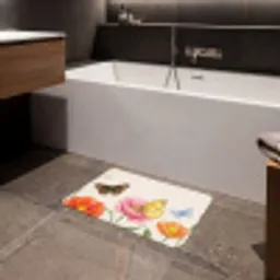 Vlinders - Klaprozen - Illustratie - Kleurrijk Badmat klein -sfeer3