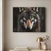 Dieren - Wolf - Portret - Zwart - Bruin Textielframe zwart klein -sfeer2