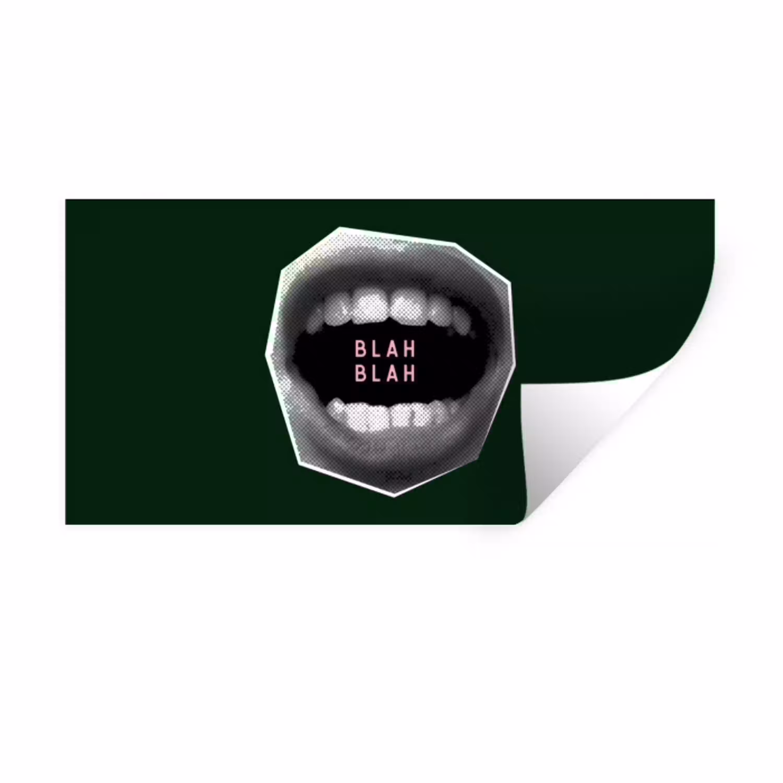 Mond - Groen - Illustratie - BLAH BLAH Muursticker klein -3d
