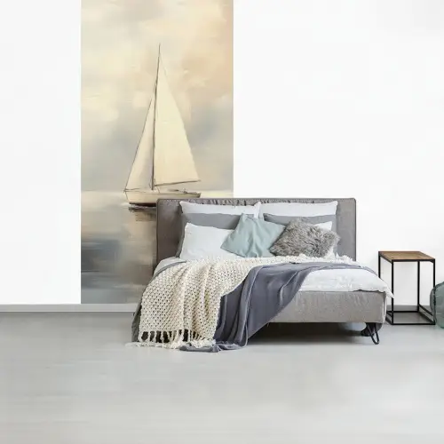 Zeilschip - Zee - Bewolkt fotobehang vinyl groot -slaapkamer