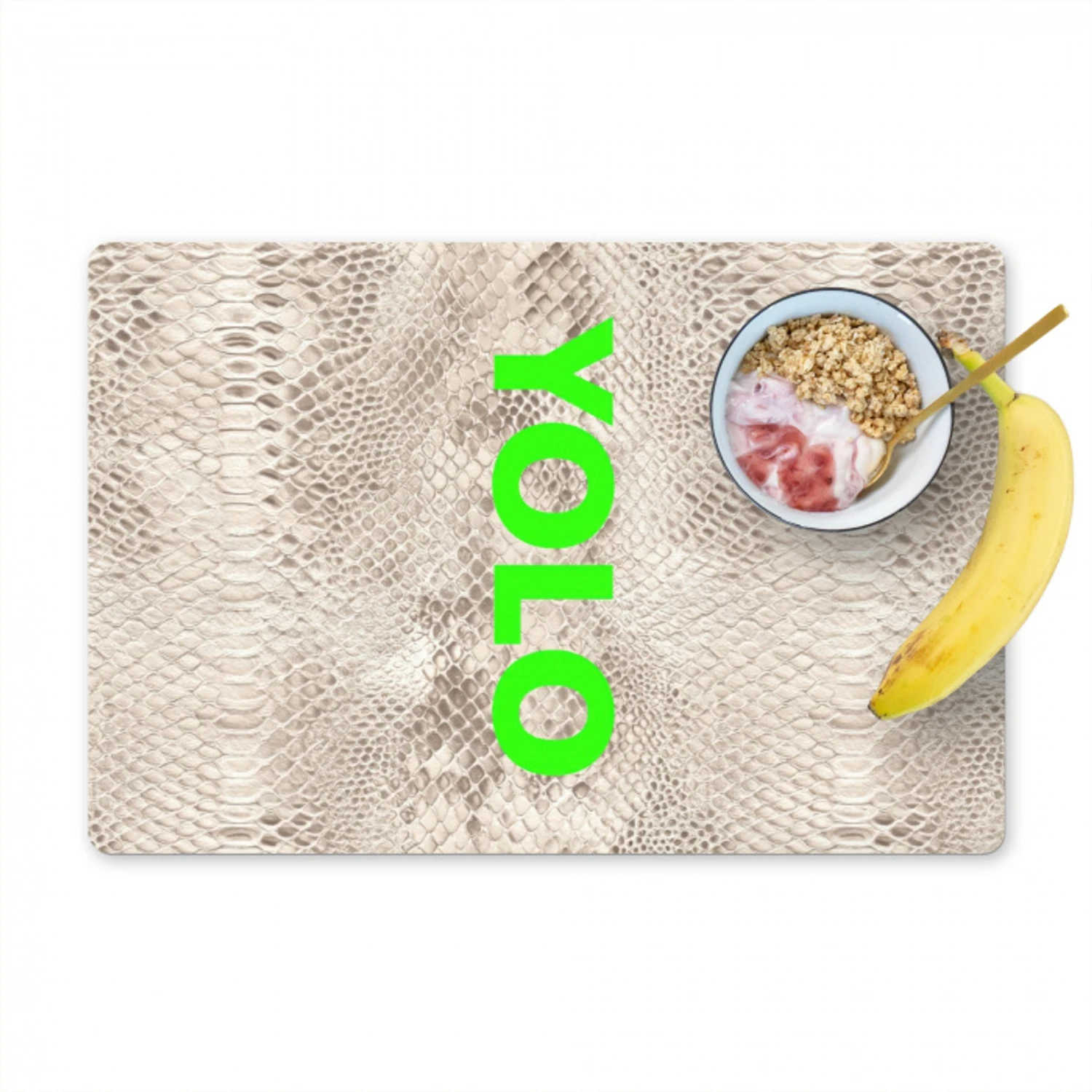 YOLO - Groen - Neon - Slangenprnt Placemat vinyl groot -zzzproduct_Kitchenyeah-website