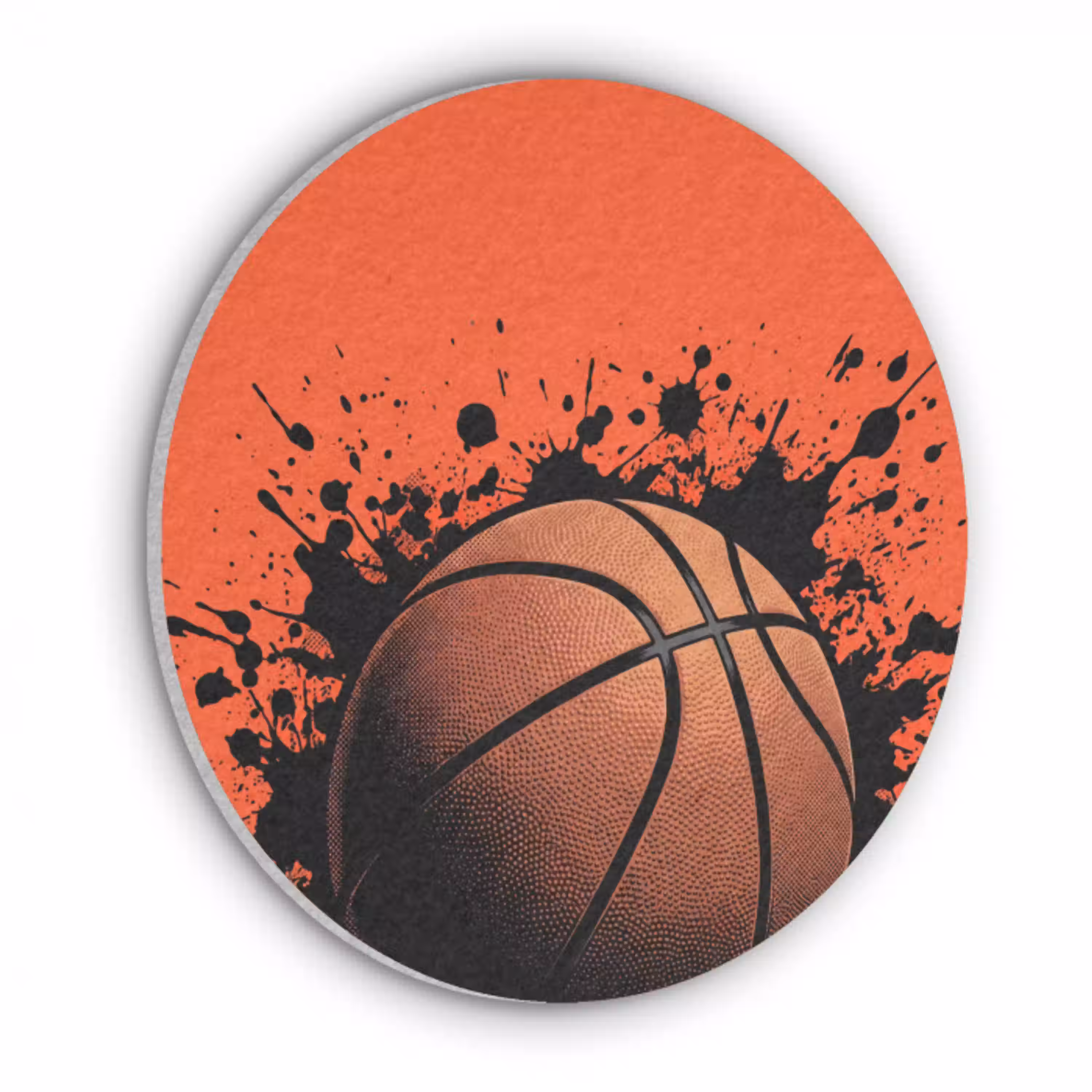Basketbal - Verf - Sport - Oranje Akoestische PET Vilt - Rond klein -3d