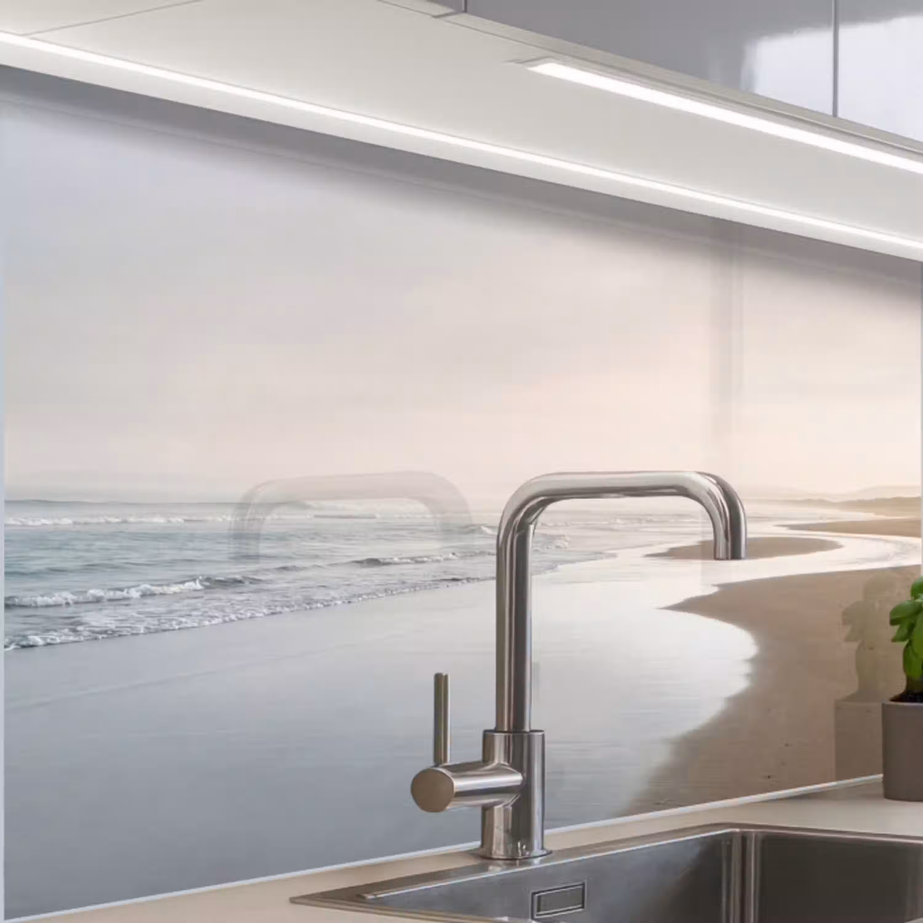 Kustlijn - Strand - Oceaan keuken achterwand 2 middel -zzzz3d_schuin