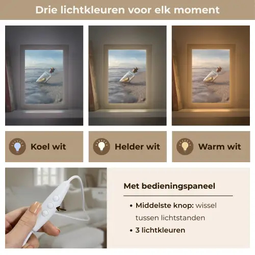 Glazenfles - Post - Zee - Zand Light Box met kabel (Tafellamp) klein -USP_lichtkleurNL