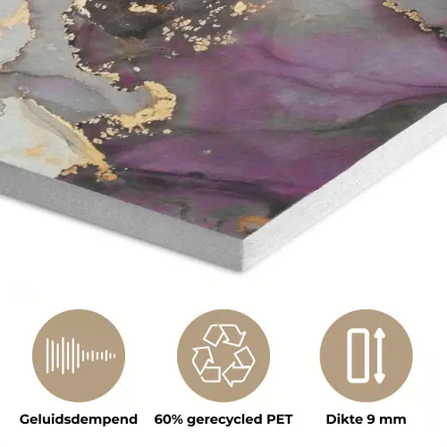 Marmer - Abstract - Goud - Paars PET vilt klein -closeup_NL