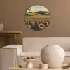 Zonnebloem - Veld - Windmolen Akoestische PET Vilt - Rond klein -sfeer1