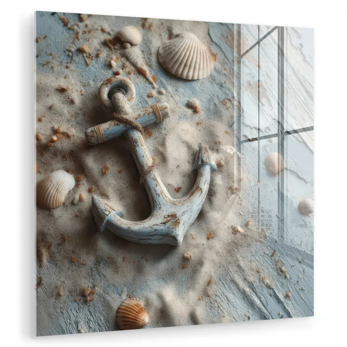 Anker - Hout - Schelpen - Zand plexiglas 5mm klein -zzzproduct_nieuw