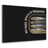 Sardines - Tekst - Vis - Blik Textielframe zwart klein -3d