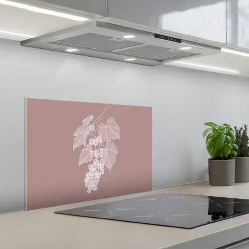 Tros - Druiven - Illustratie - Bladeren keuken achterwand spatscherm klein -3d_schuin