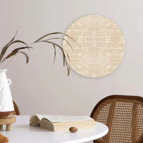 Krokodil - Leer - Beige Wandcirkel plexiglas klein 852 -sfeer4