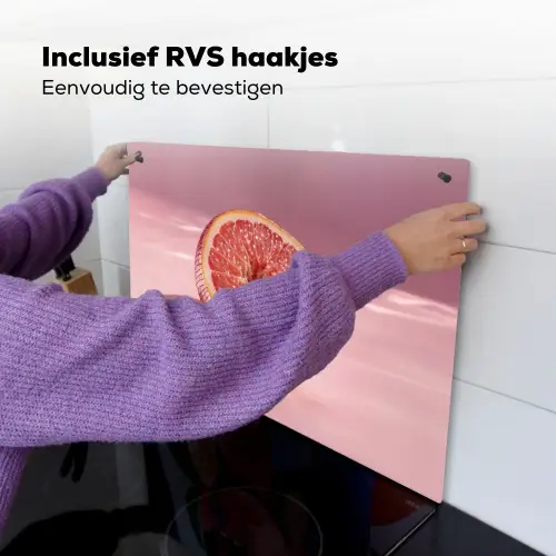 Grapefruit - Roze - Disco - Shiny Inductie beschemer met haakjes klein -ky-ophangen-nl