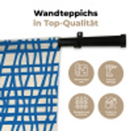Ruitpatroon - Blauw - Crème Wandkleed katoen klein 269 -tsfeer2_DE
