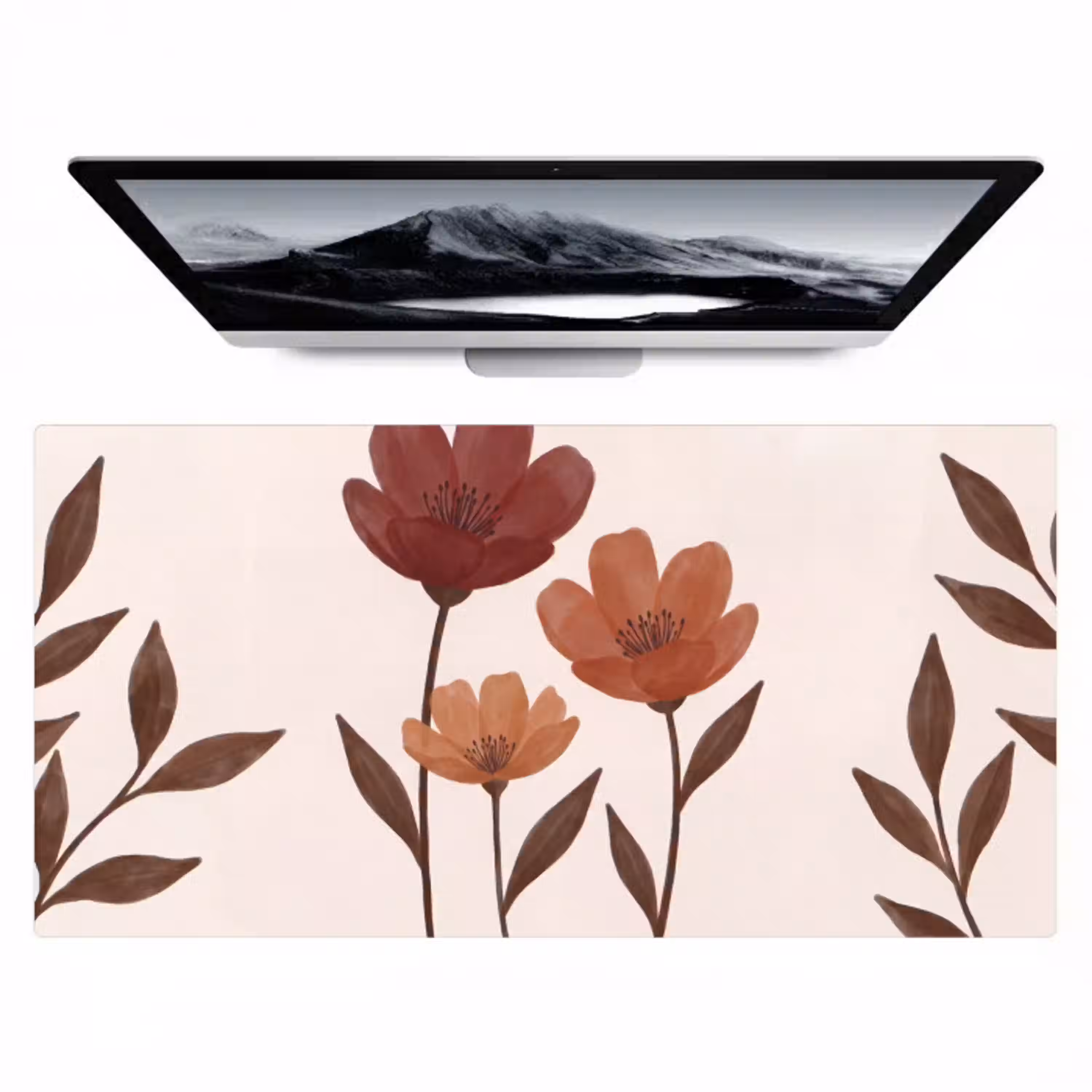 Bloemen - Abstract - Modern - Bruin - Decoratief Muismat XXL klein -zzz3d
