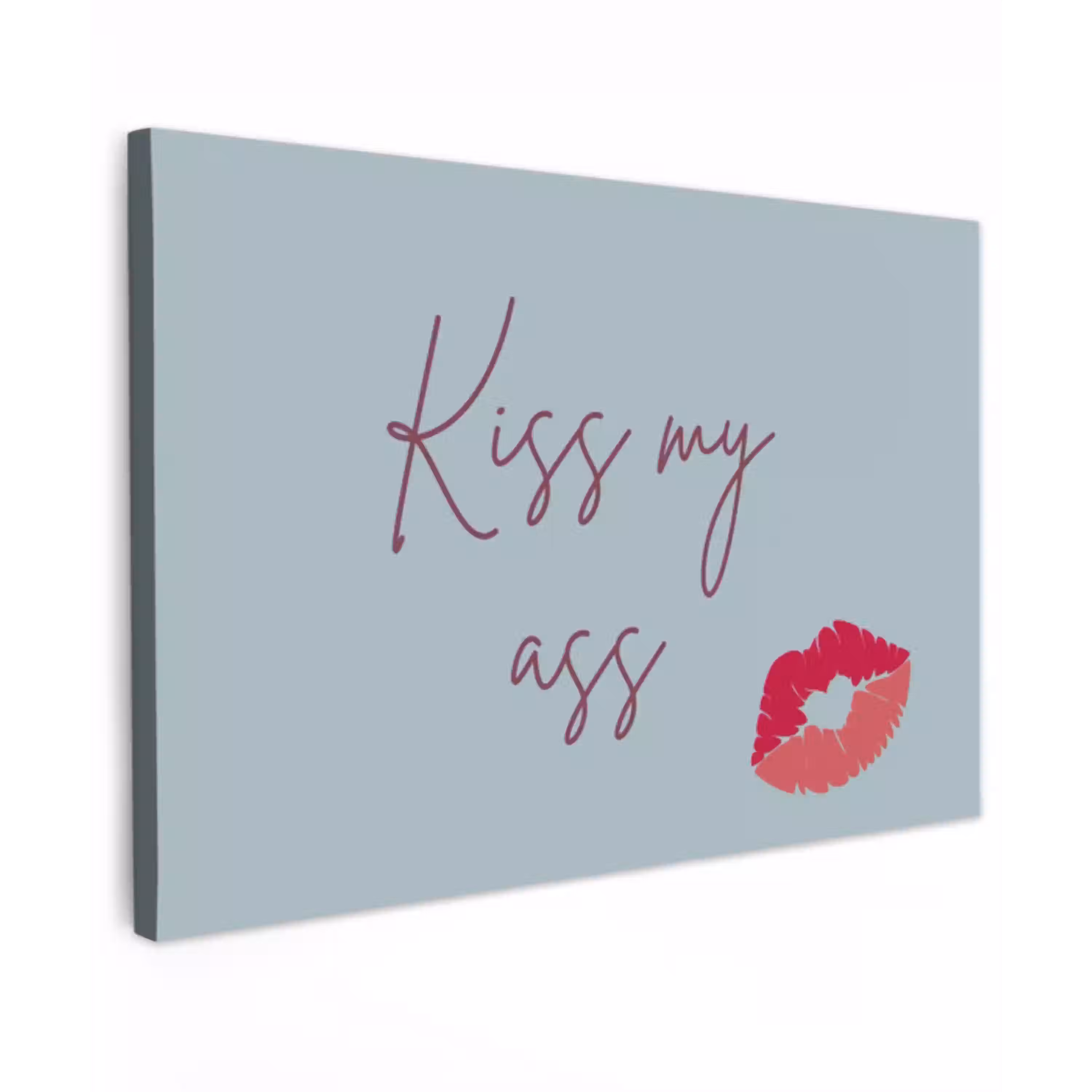 Kiss my ass - Lip - Blauw canvas 2cm klein -z3d