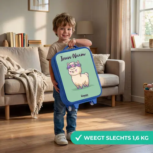 Kawai - Alpaca - Groen Kinderkoffer - Blauw klein -sfeer2_NL