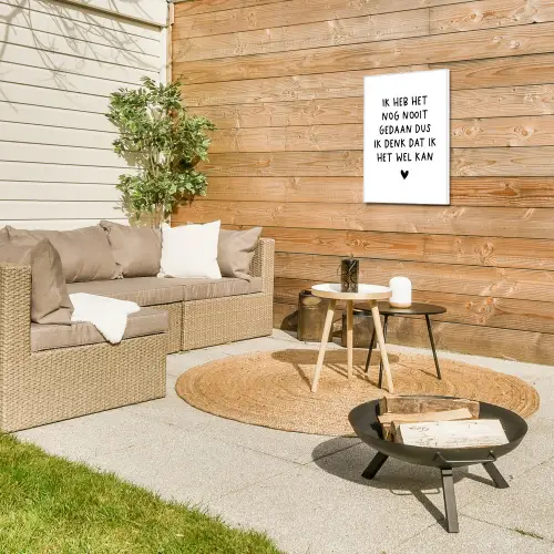 Quotes - Ik heb het nog nooit gedaan dus - Spreuken Tuinposter op houten frame 2 cm dik klein -sfeer2