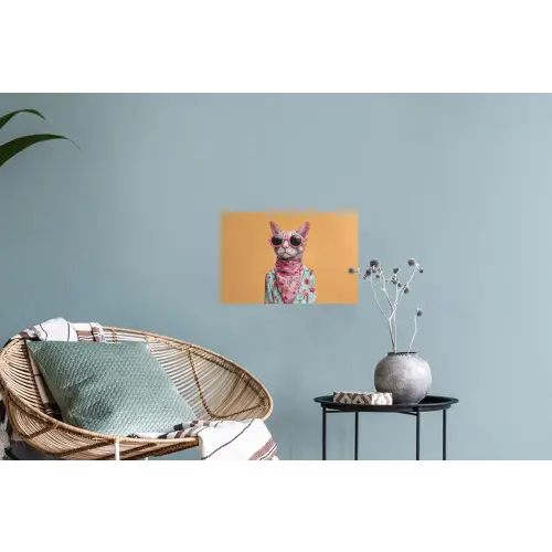 Zonnebril - Kat - Sjaal - Bloemen Muursticker klein -plant