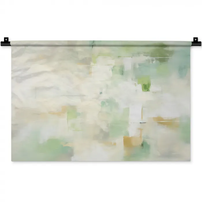 Abstract - Kunst - Wit - Groen - Modern Wandkleed katoen klein -zz3d