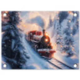 Kersttrein - Sneeuw - Winter - Kerst tuinposter los doek klein -3d