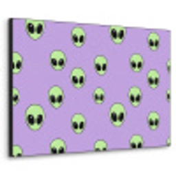 Alien - Retro - Lila Textielframe zwart klein 947 -3d