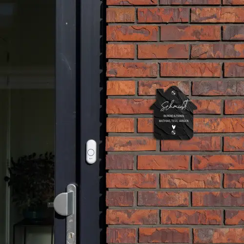 Leisteen - Sierlijk Naambord Huisje klein -sfeer2