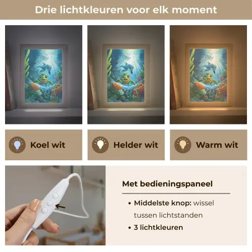 Schildpad - Dolfijn - Oceaan Light Box met kabel klein -USP_lichtkleurNL