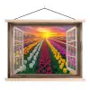 Doorkijk - Bloemen - Tulpen - Kleurrijk - Zonsondergang textielposter latten blank klein -3d