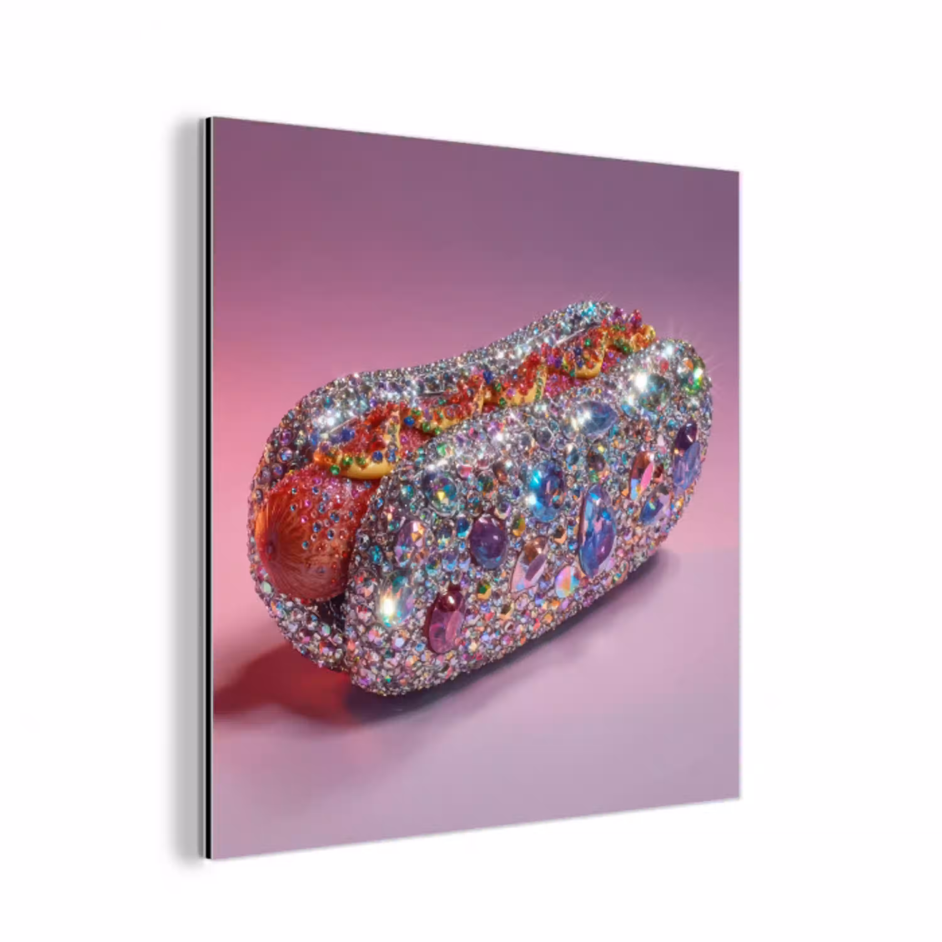 Hotdog - Steentjes - Glitters - Paars aluminium wit klein -3d