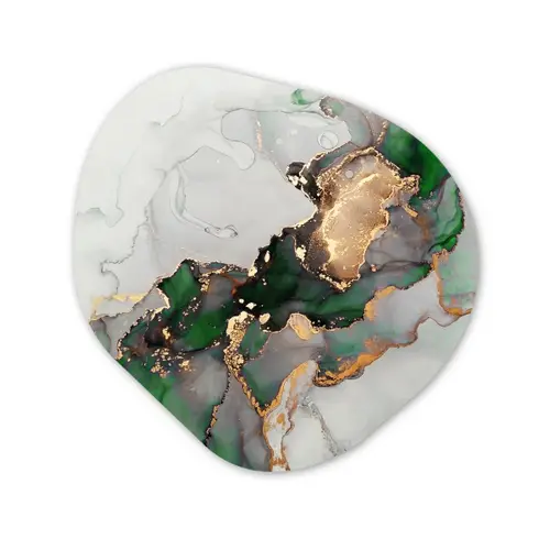 Marmer - Goud - Groen - Luxe Wandcirkel Organisch Forex 3mm klein -3d