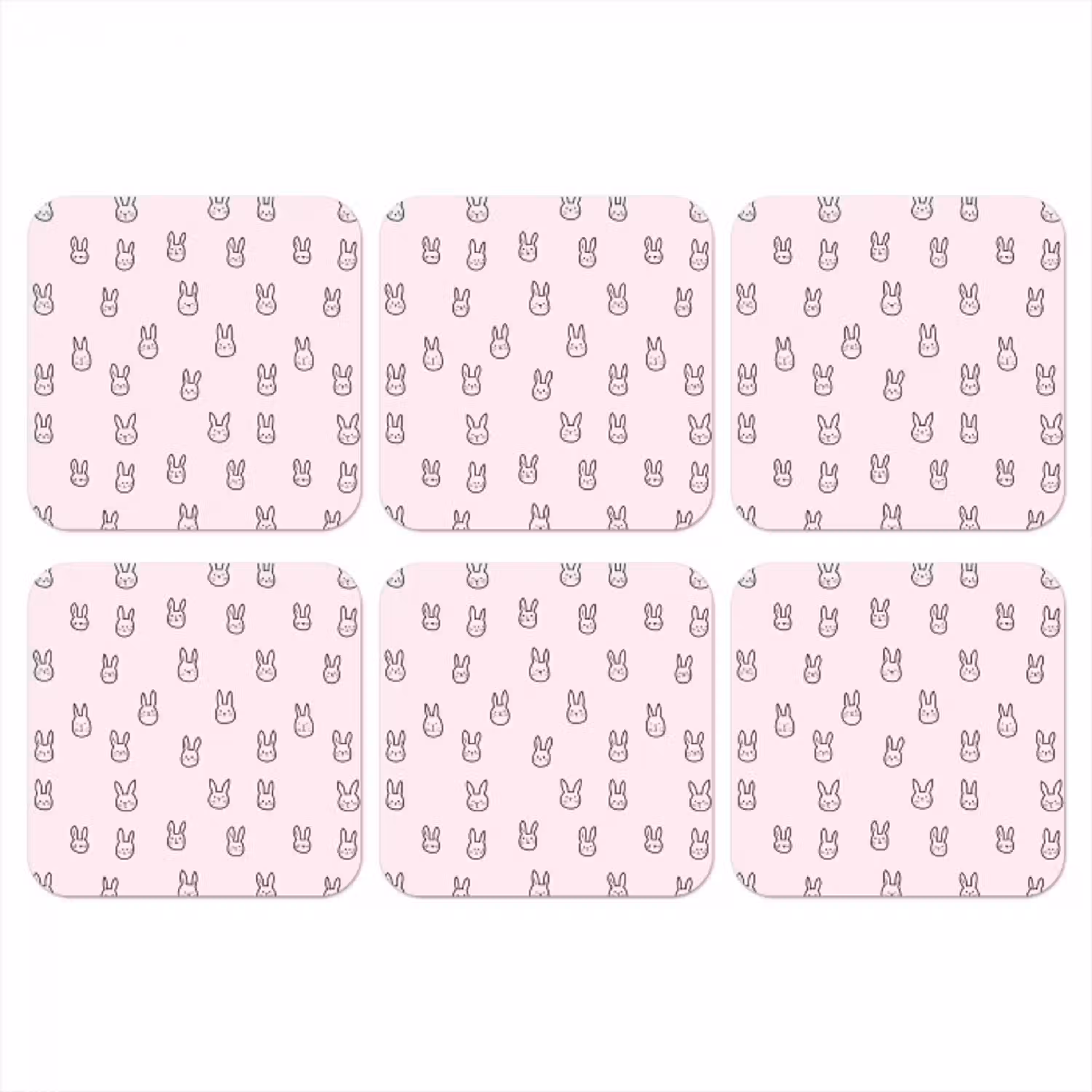 Konijnen - Minimalistisch - Roze onderzetter kurk middel 366 -3d