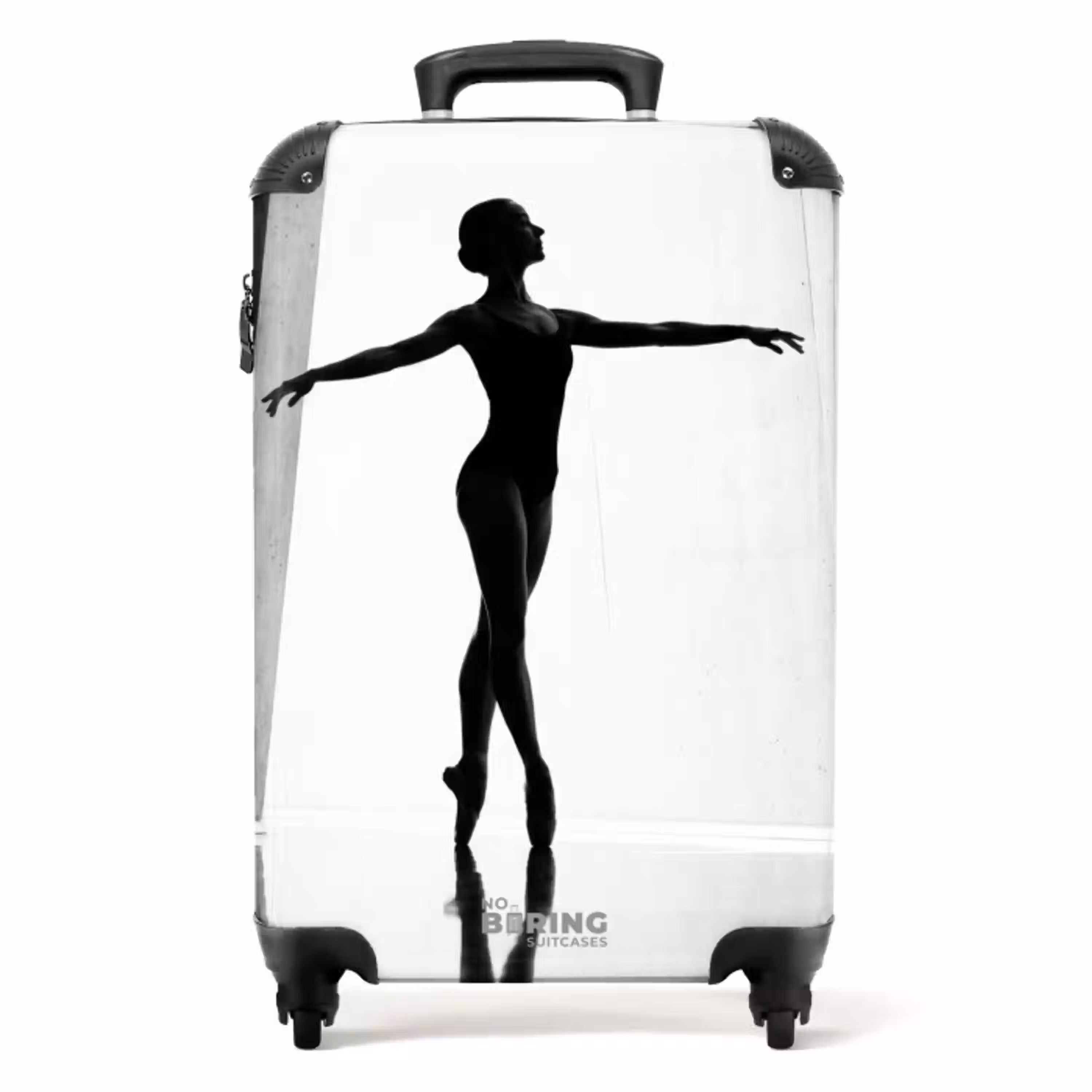 Danser - Silhouette - Kunst - Modern - Zwart-wit NBS - Handbagage koffer - Volwassenen Unisex middel -productfoto_recht