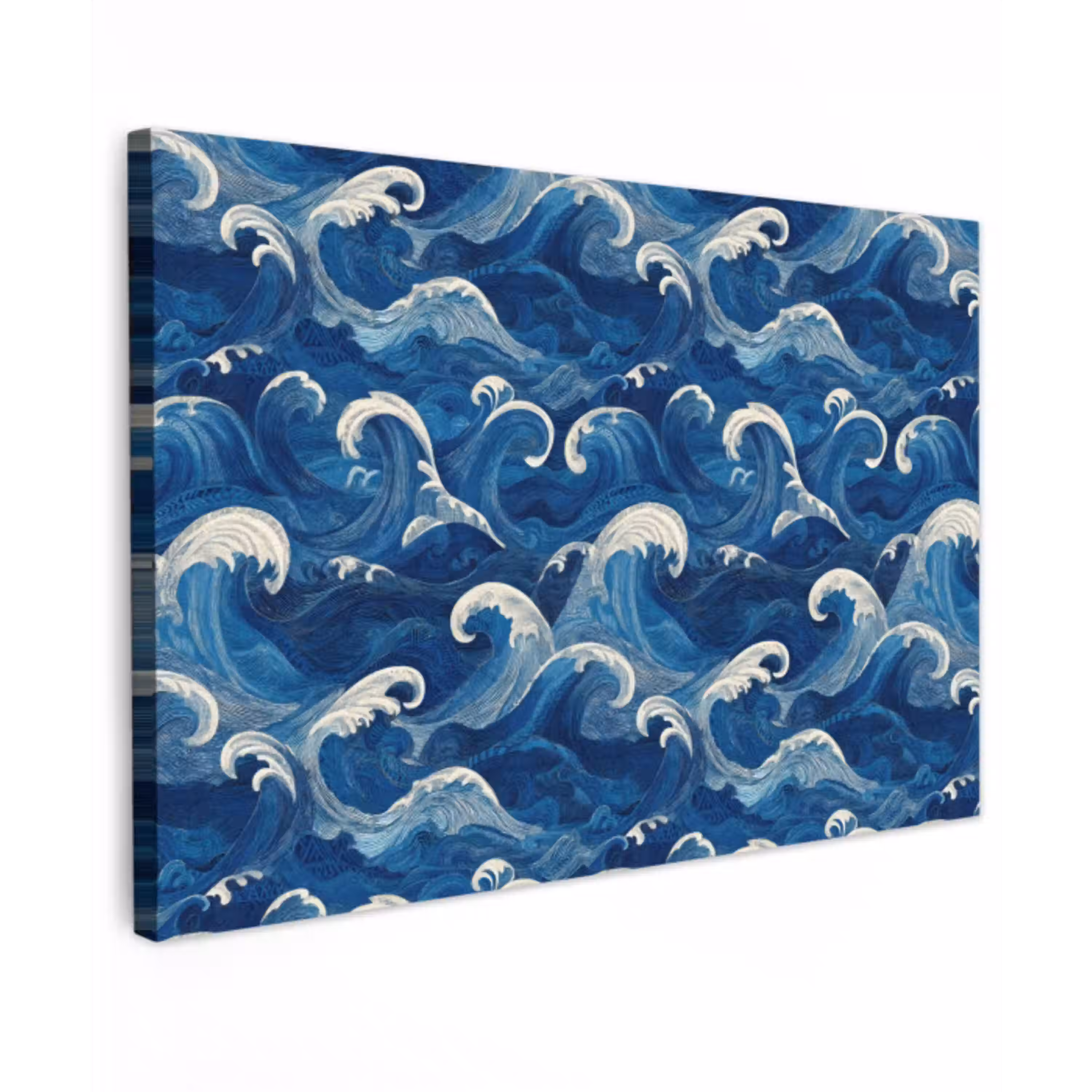 Japans - Oceaan - Golven - Blauw canvas 2cm klein 34 -z3d