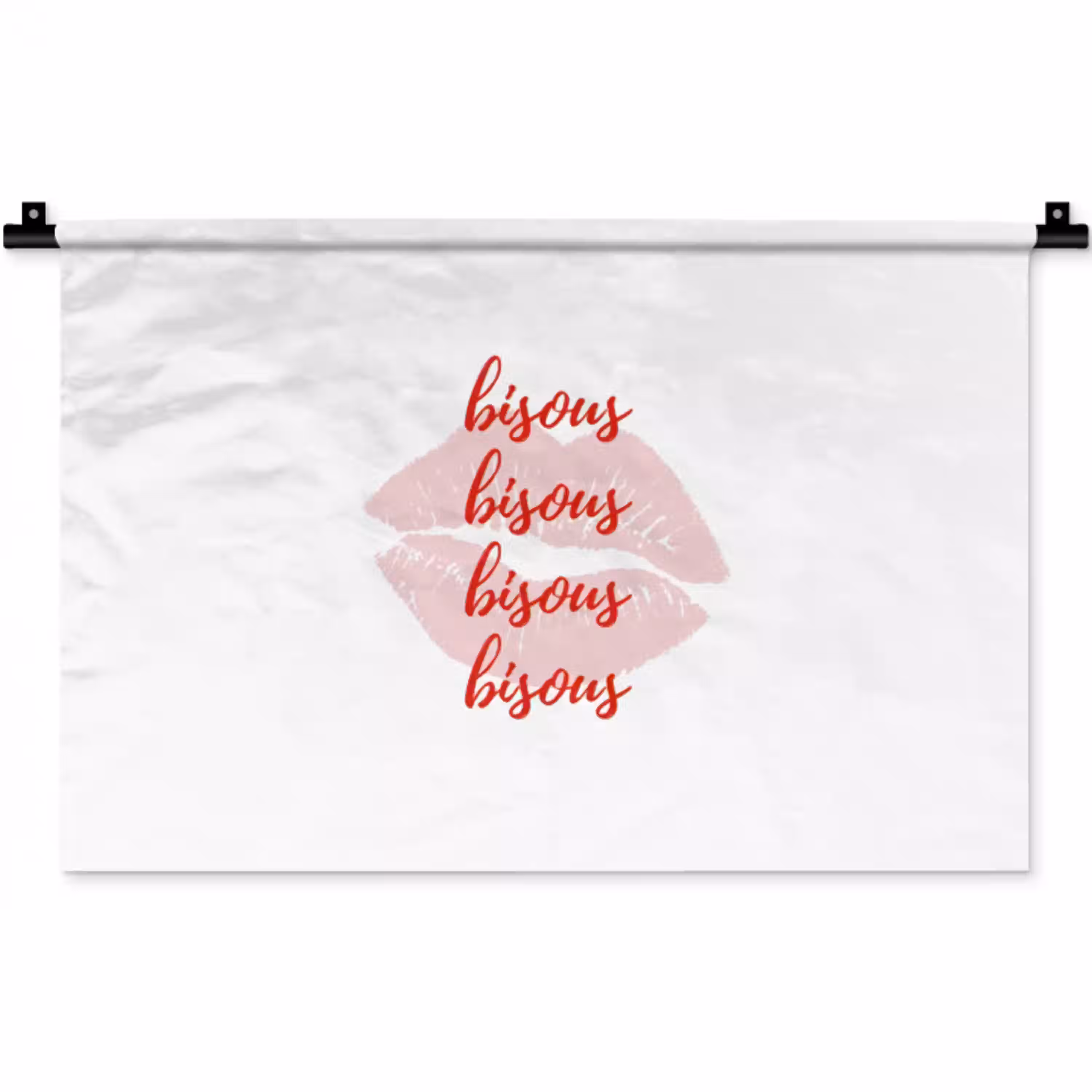 Bisous - Lip - Wit - Rood Wandkleed katoen klein -zz3d