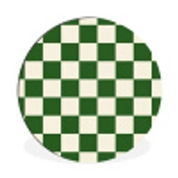 Schaakbord - Patroon - Groen Wandcirkel aluminium klein 190 -3d
