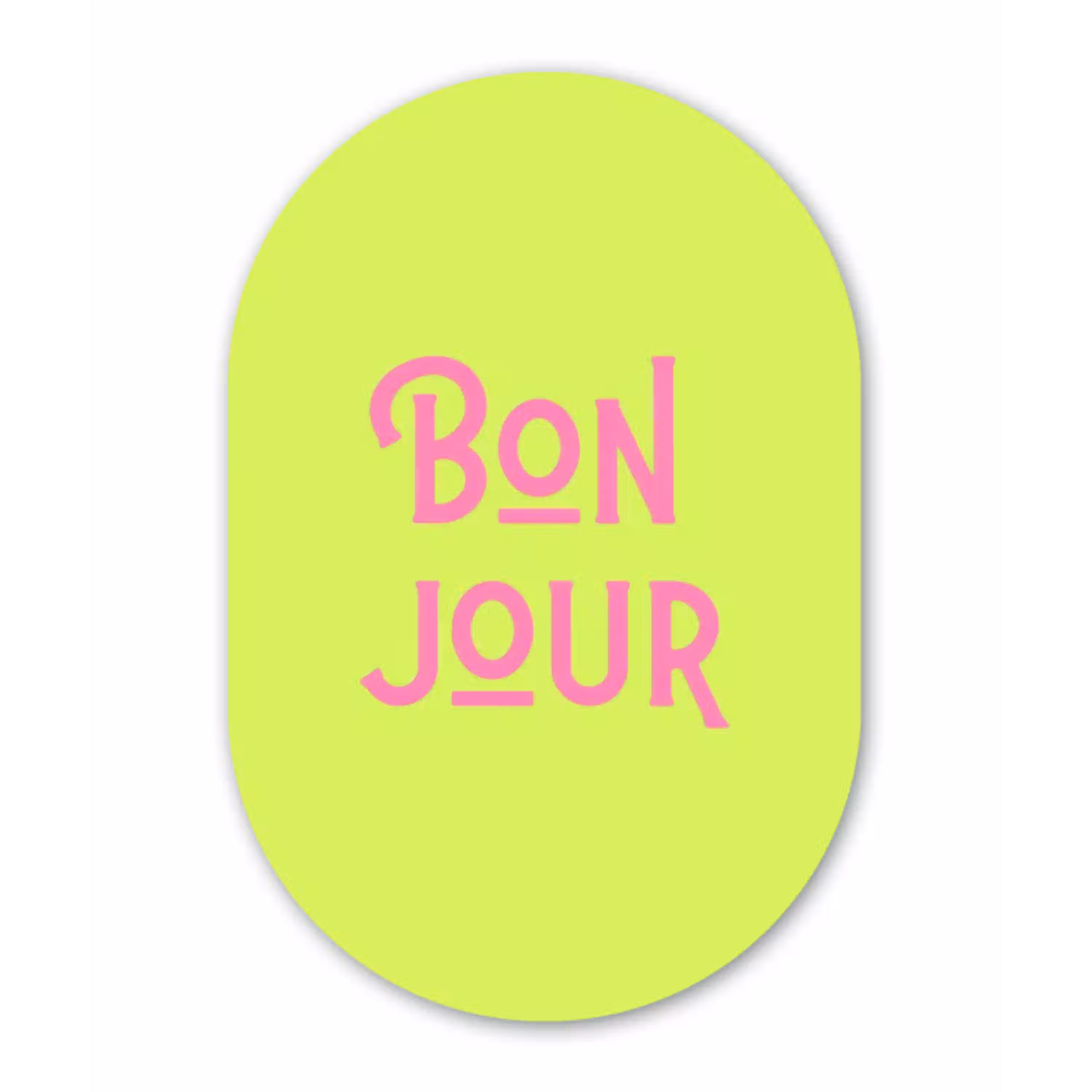 Groen - Roze - Bonjour - Art Wandcirkel Ovaal Glas middel -3d