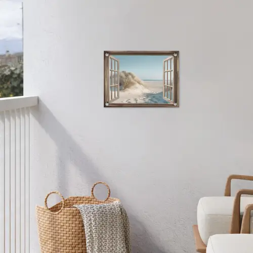 Doorkijk - Helmgras - Duinen - Zee - Landschap tuinposter los doek klein -sfeer8