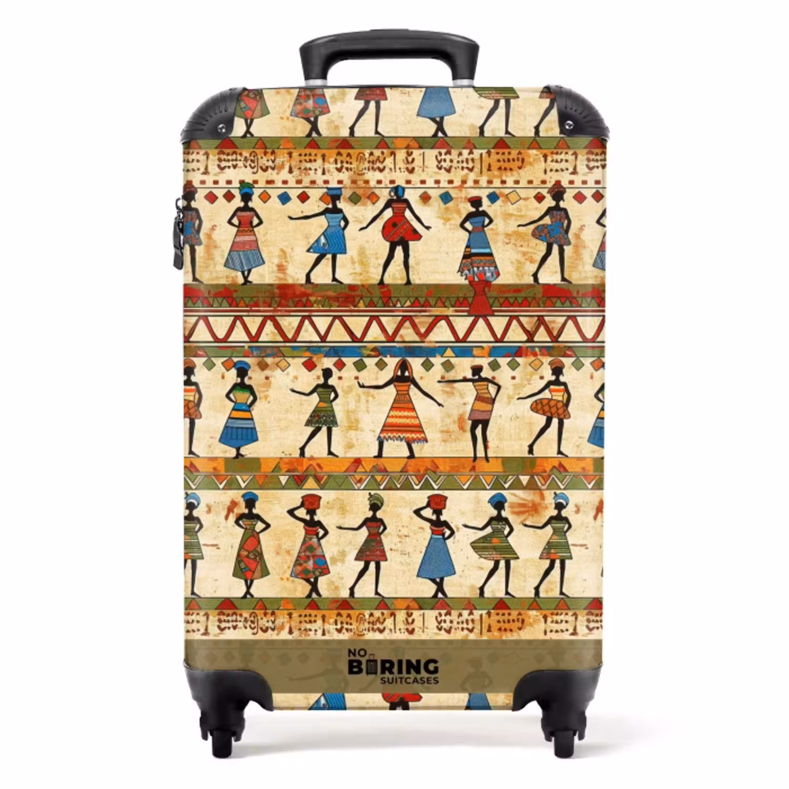 Kleurrijk - Afrikaans - Etnisch - Dansende Vrouwen - Patroon NBS - Handbagage koffer - Volwassenen Unisex middel -productfoto_recht