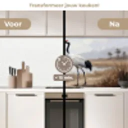 Kraanvogel - Natuur - Realistisch keuken achterwand 2 middel -voor-na2_NL